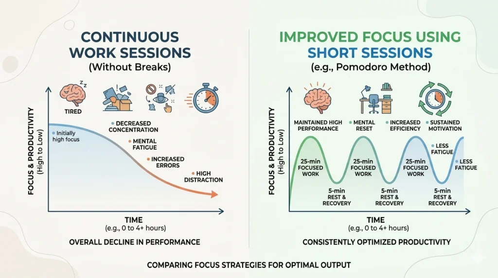 study focus improvement with short sessions