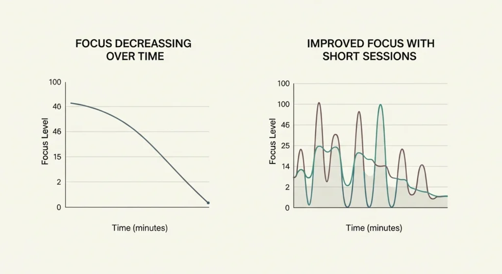 reading focus improvement with short sessions graph