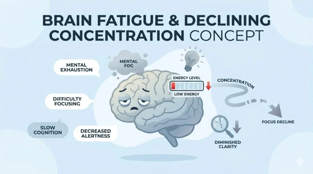 mental fatigue affects focus and concentration